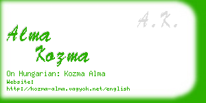 alma kozma business card